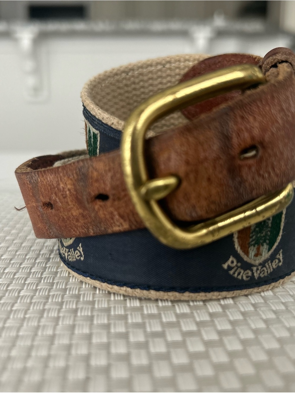 Pine Valley Golf Club Essex Embroidered Ribbon Belt Mens 44